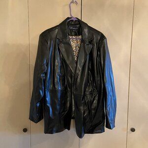 Susan Graver - Black Faux Leather Blazer Size 2X